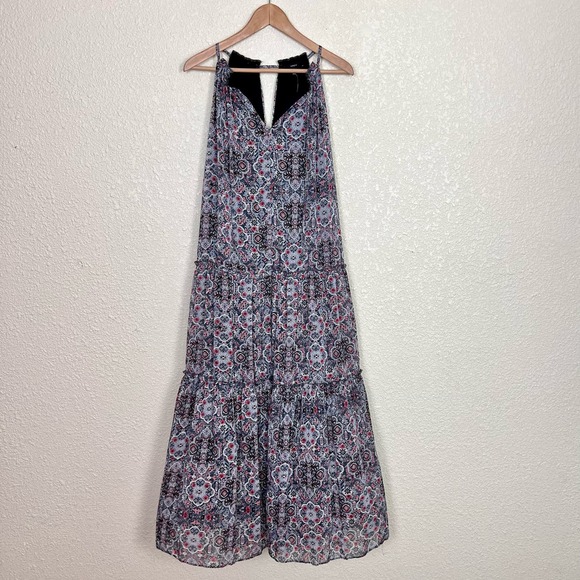 Drew Navy Medallion Maxi Dress Womens Medium Multicolor Flowing Halter NWT - Picture 2 of 9
